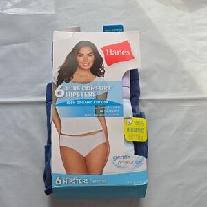 Hanes 6pk 100% Organic Cotton Pure Comfort Hipsters - Womens Size M